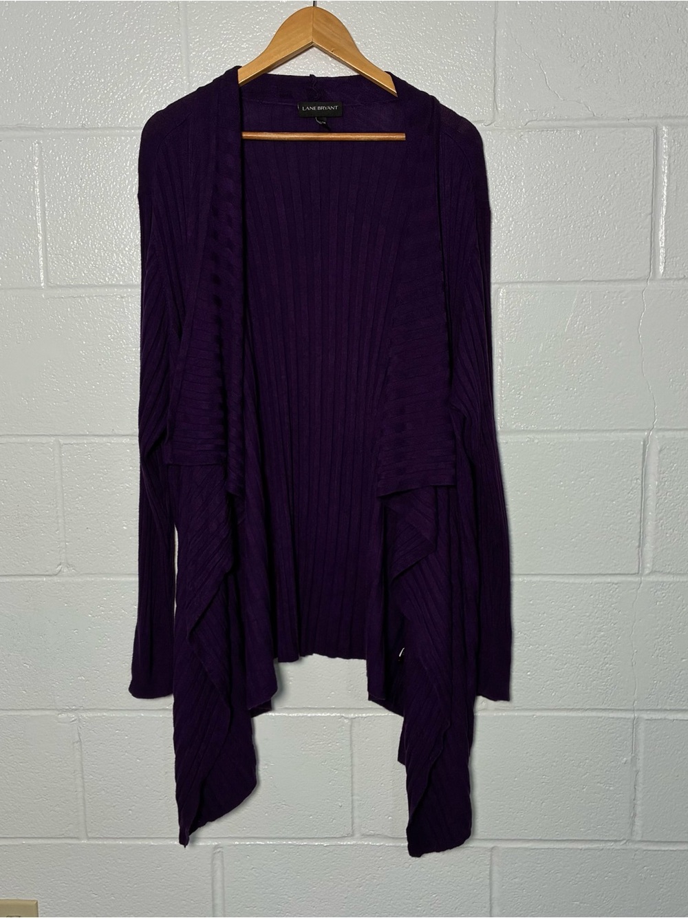 Lane Bryant long line ribbed drape front rayon blend cardigan